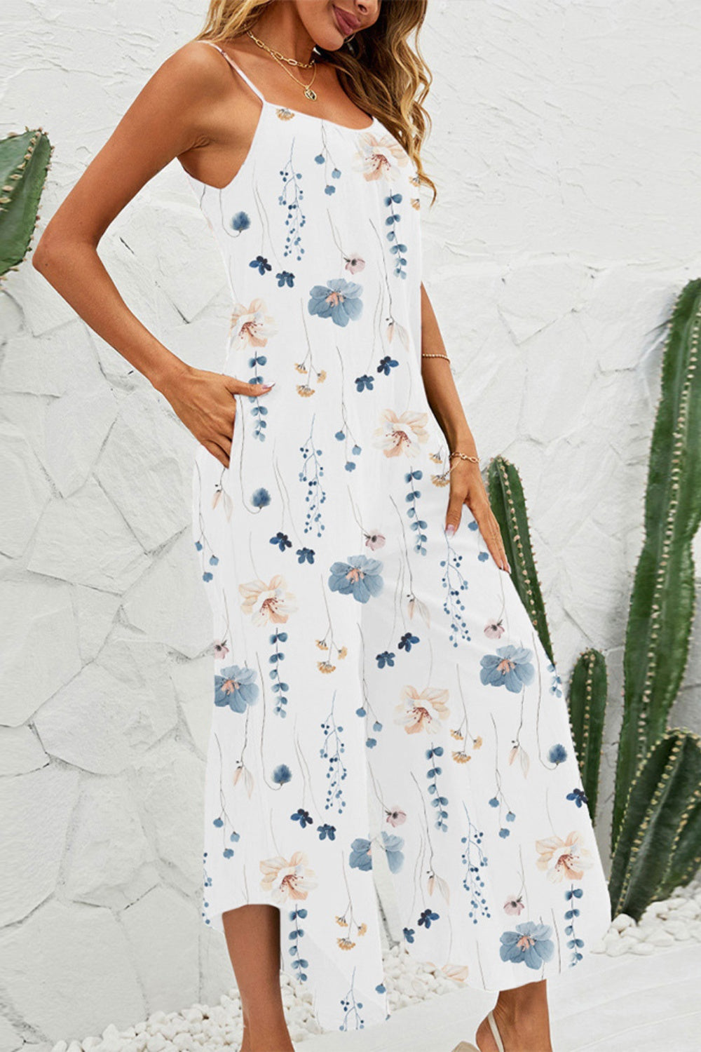 Honeybee Mumford's Printed Scoop Neck Wide Leg Jumpsuit