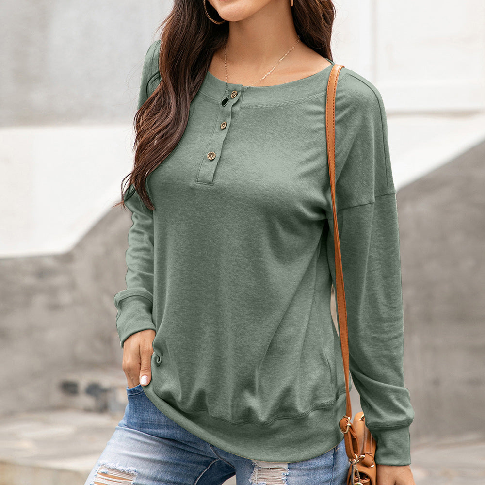 Honeybee Mumford's Quarter Button Dropped Shoulder Blouse