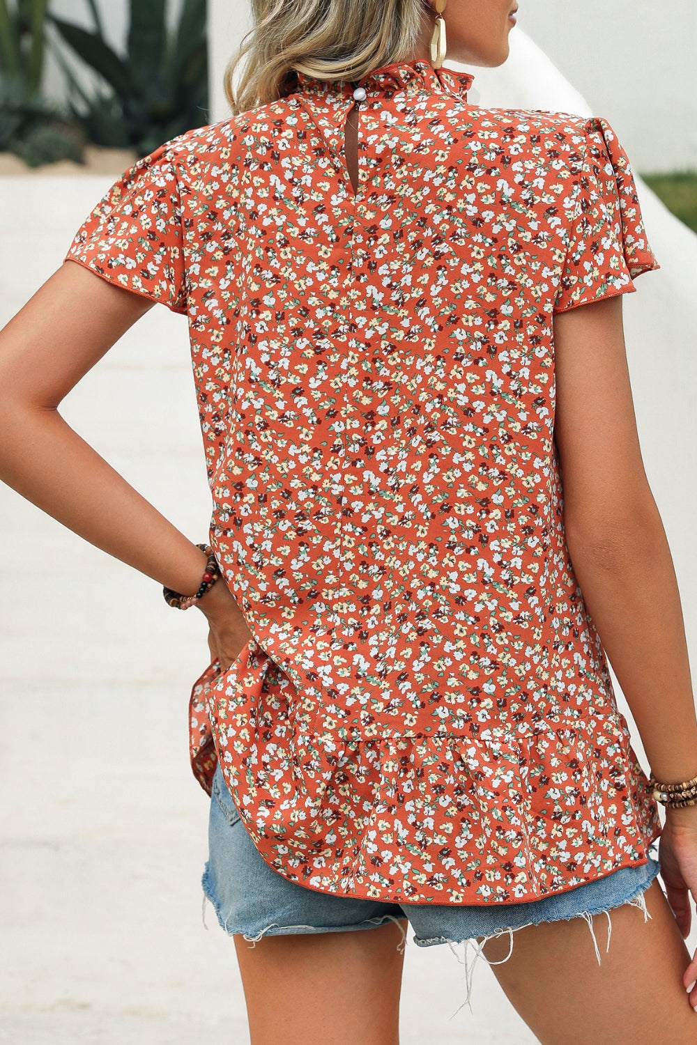 Honeybee Mumford's Ditsy Floral Mock Neck Short Sleeve T-Shirt