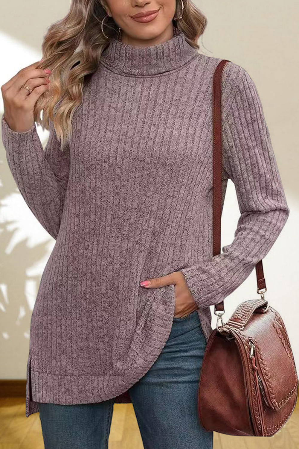 Honeybee Mumford's Turtleneck High Low Top