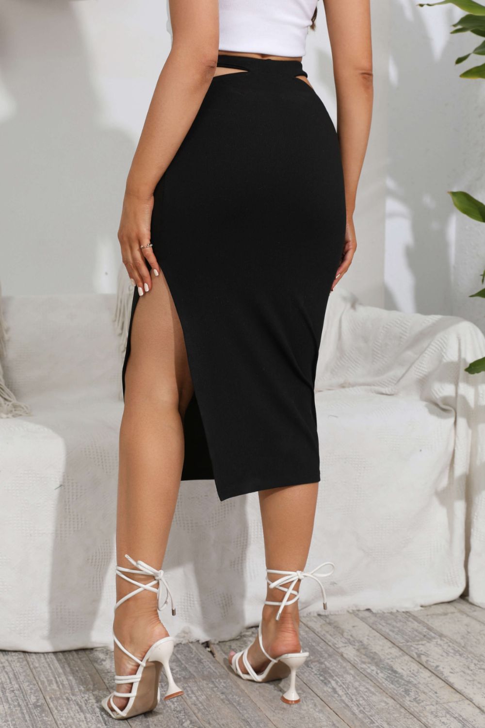 Honeybee Mumford's Cutout Slit Midi Skirt