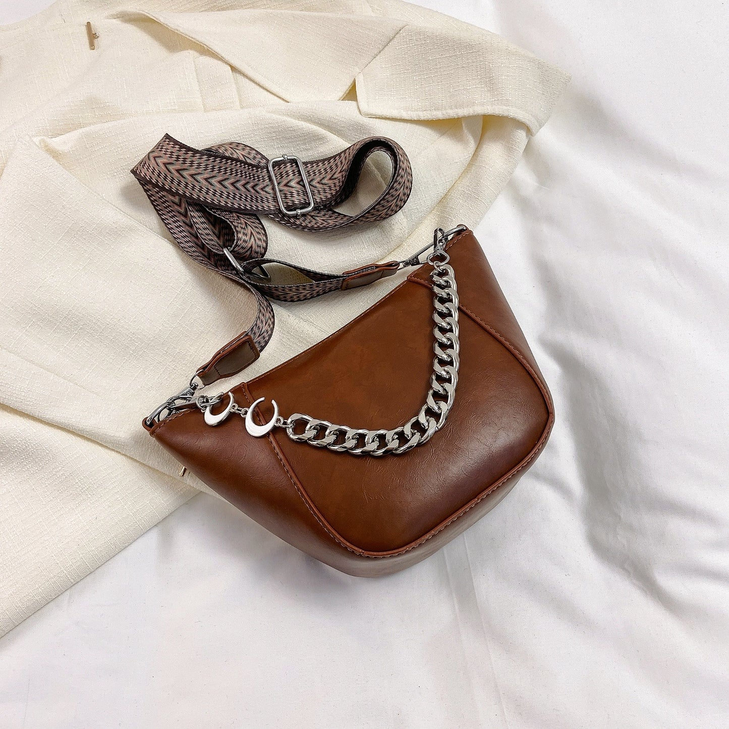 Honeybee Mumford's Leather Chain Trim Crossbody Bag