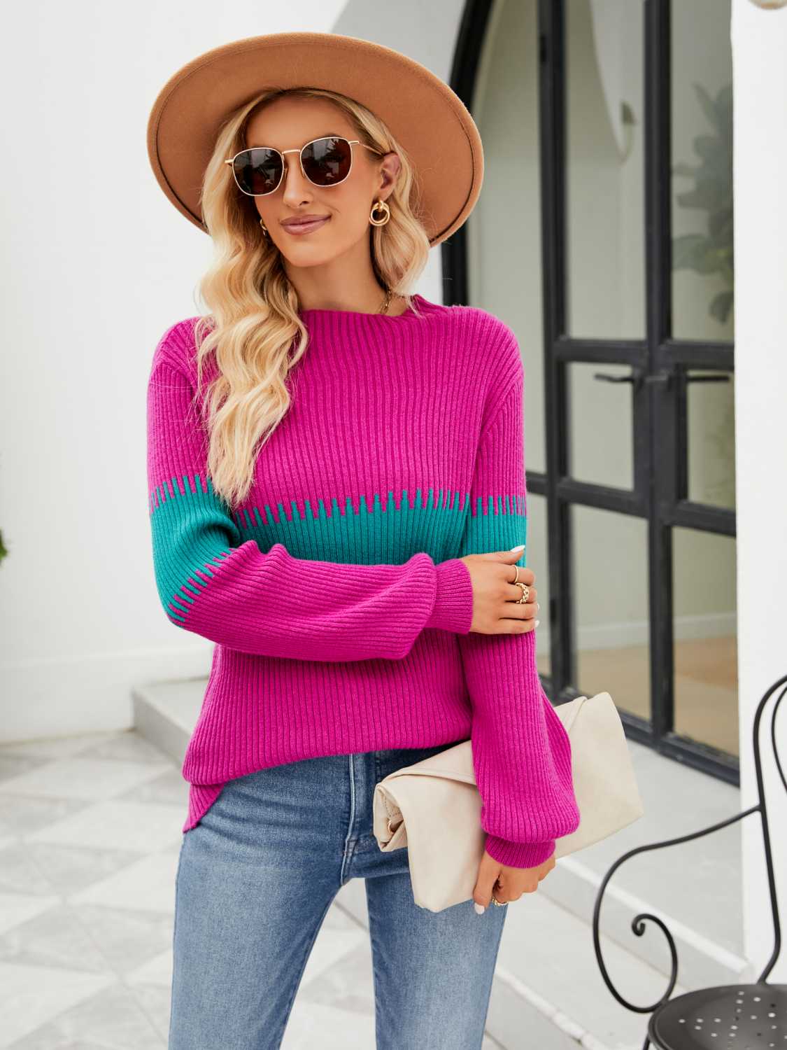 Honeybee Mumford's Contrast Round Neck Sweater