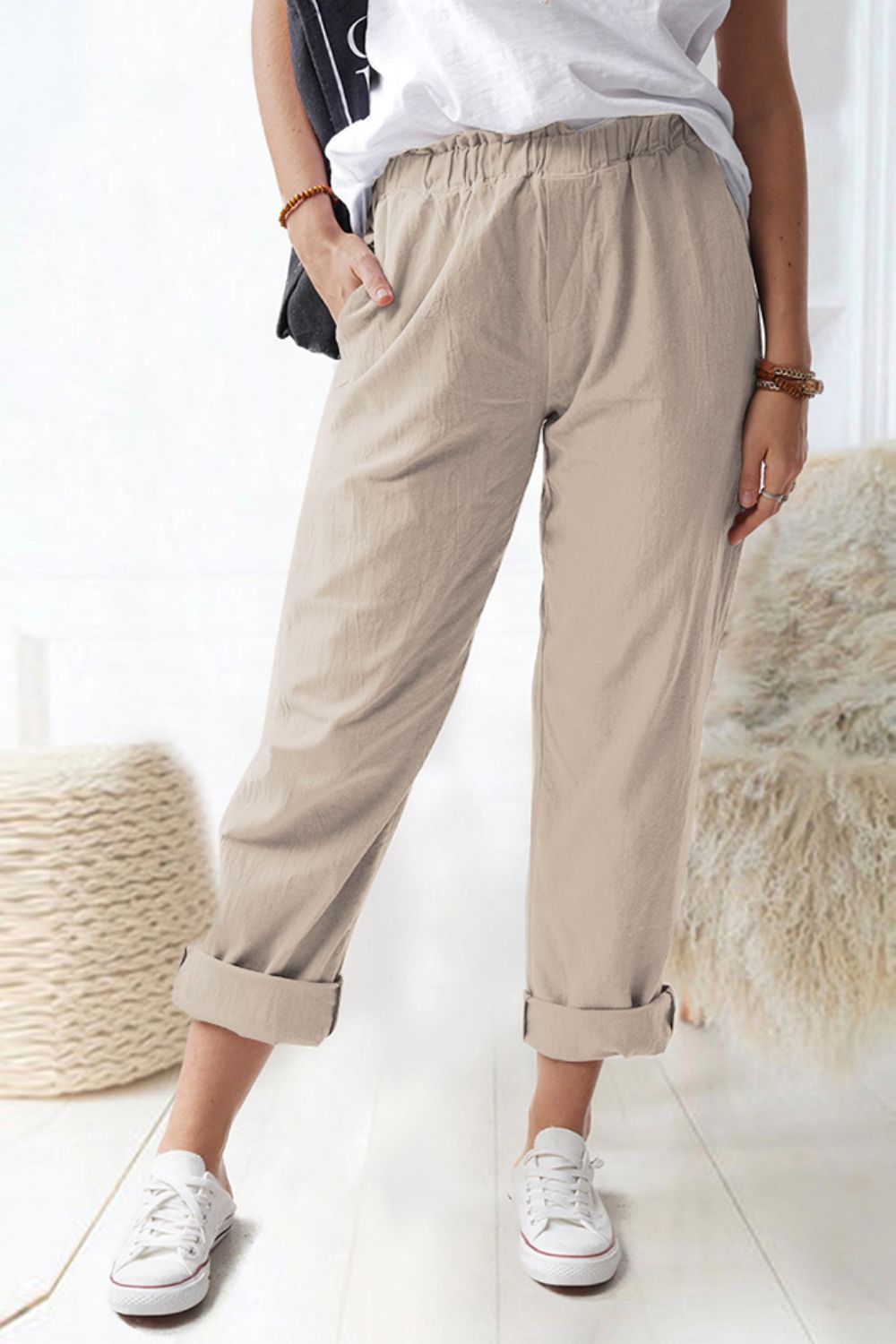 Honeybee Mumford's Paperbag Waist Pull-On Pants with Pockets