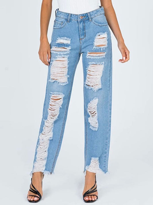 Honeybee Mumford's Raw Hem Distressed Straight Jeans