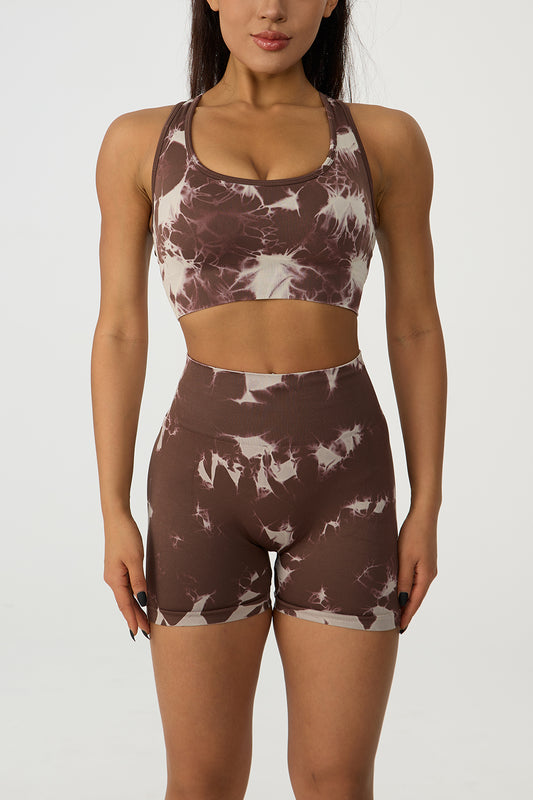 Honeybee Mumford's Crisscross Printed Tank and Shorts Active Set