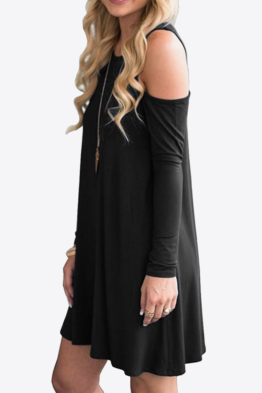 Honeybee Mumford's Cold-Shoulder Long Sleeve Round Neck Dress