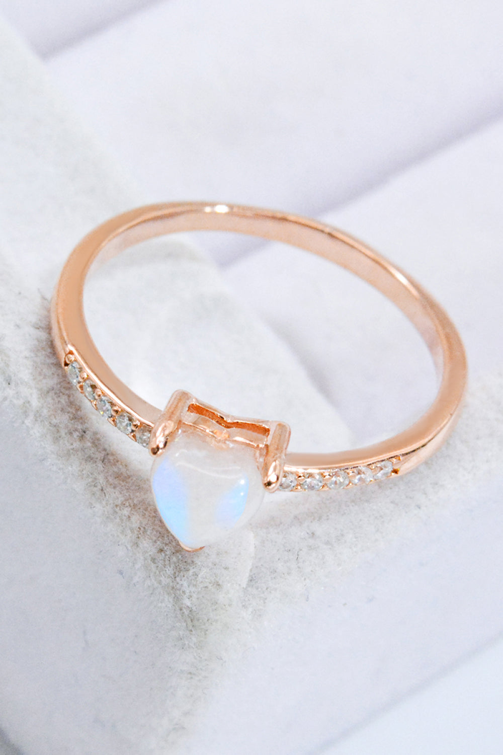 Honeybee Mumford's Natural Moonstone Heart 18K Rose Gold-Plated Ring