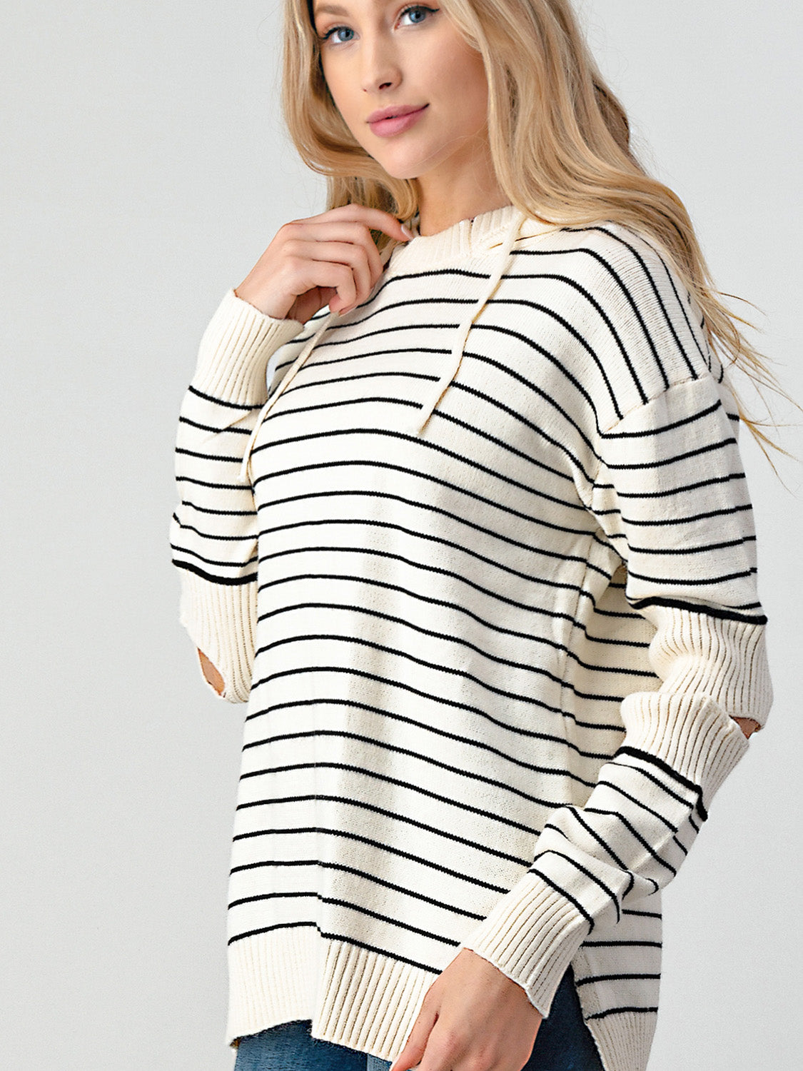 Honeybee Mumford's Striped Cutout Slit Sweater