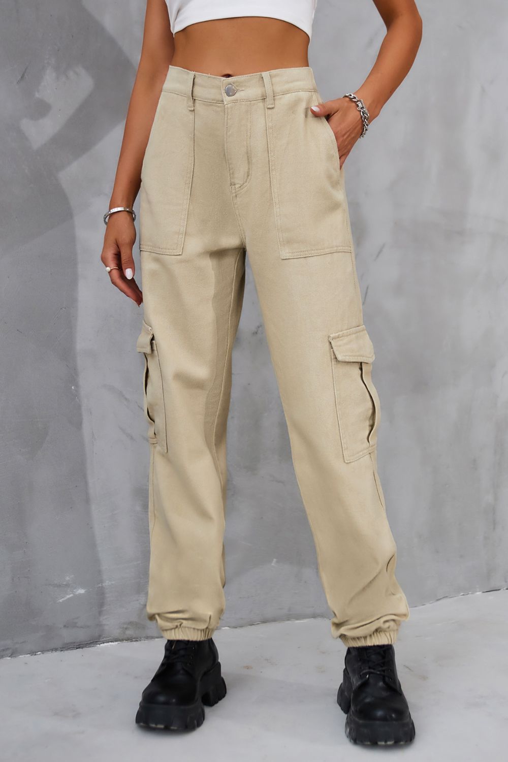 Honeybee Mumford's Buttoned High Waist Jeans with Pockets