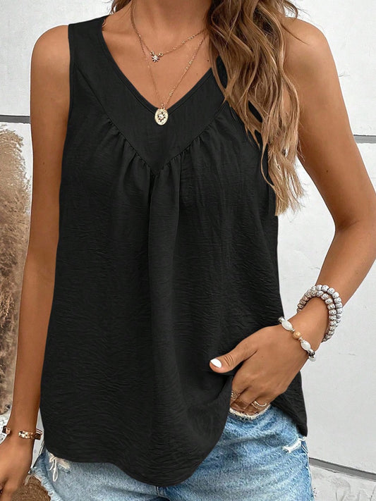 Honeybee Mumford's Ruched V-Neck Wide Strap Tank