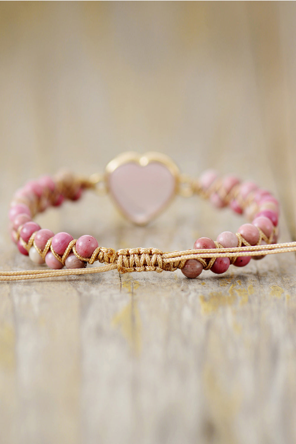 honeybee Mumford's Rose Quartz Heart Beaded Bracelet