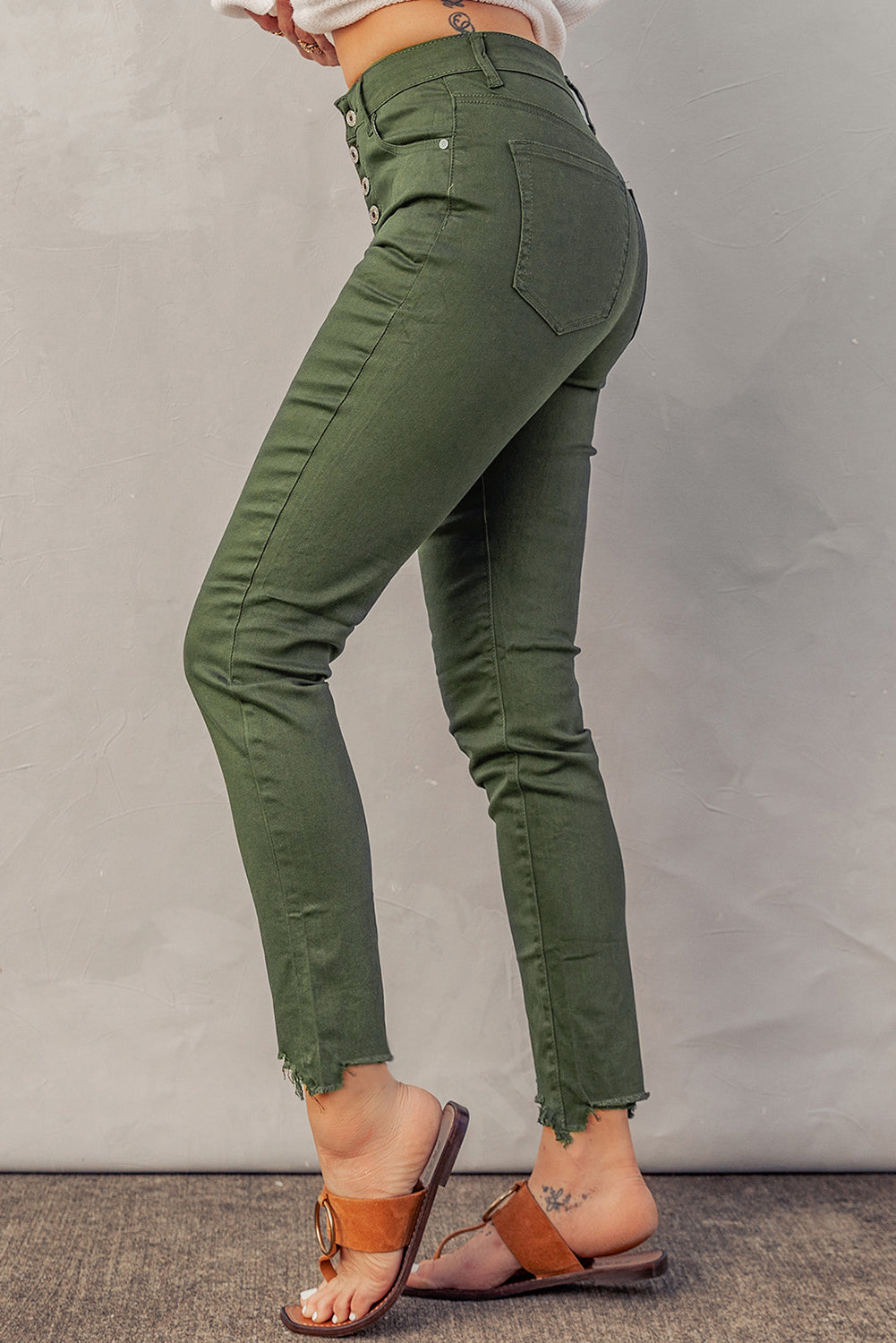 Honeybee Mumford's Gray or Moss green Hem Detail Skinny Jeans