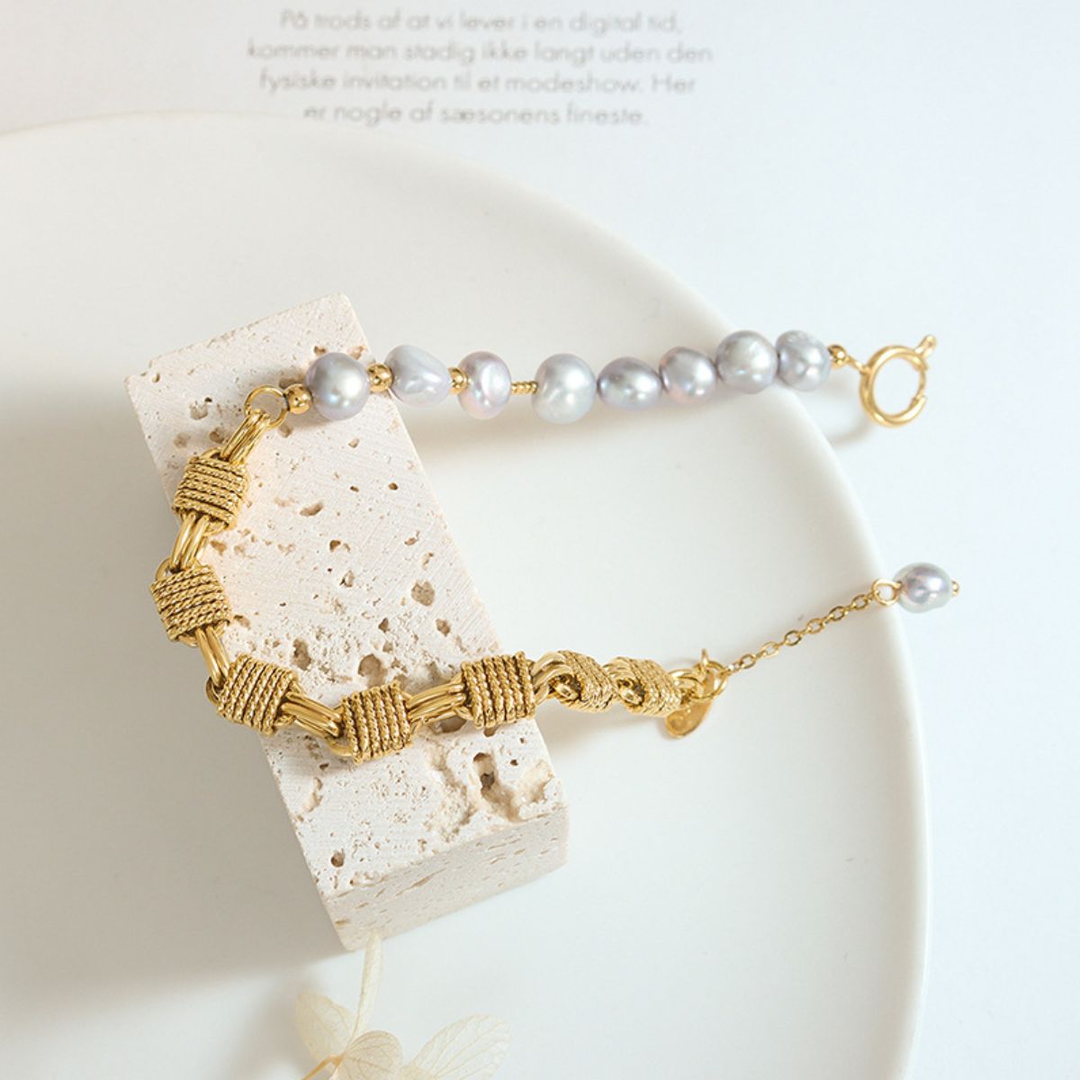 honeybee Mumford's Half Pearl Half Chain Bracelet