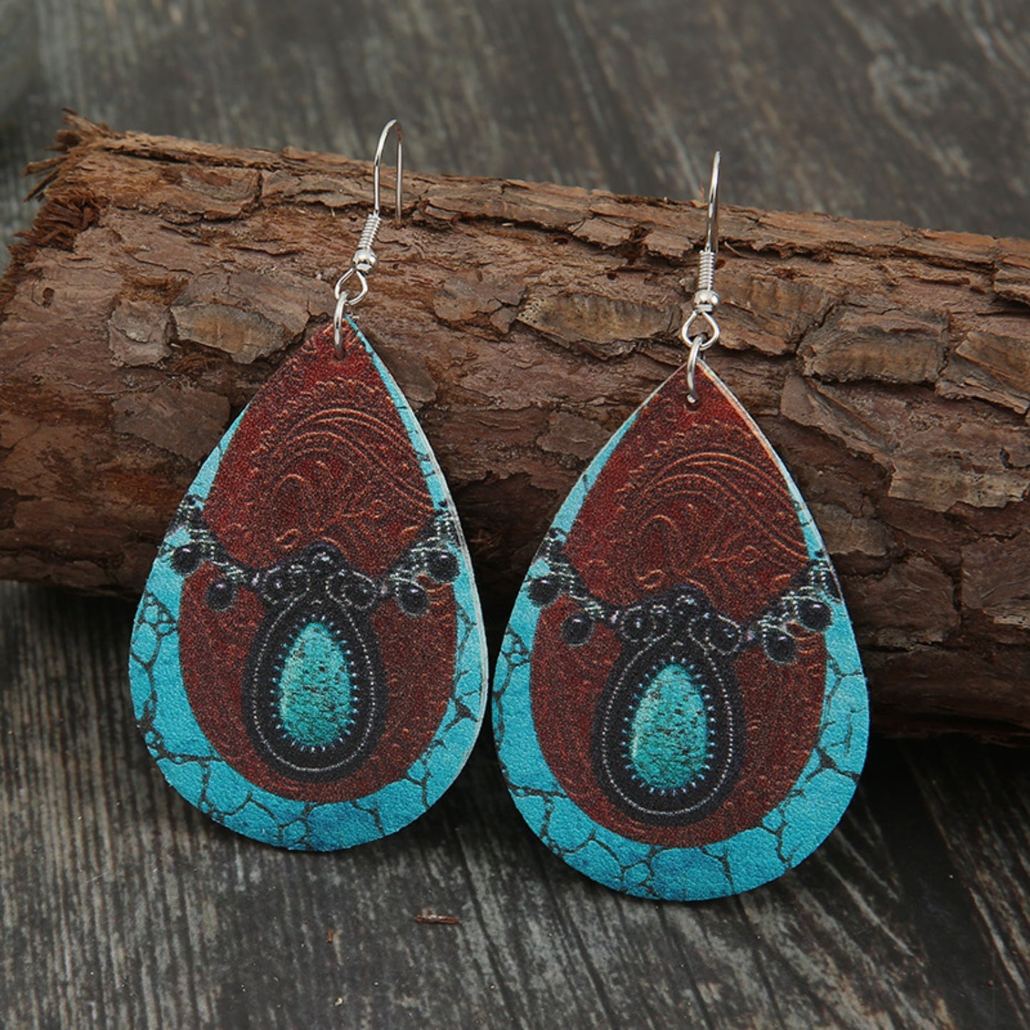 honeybee Mumford's Leather Iron Hook Teardrop Earrings