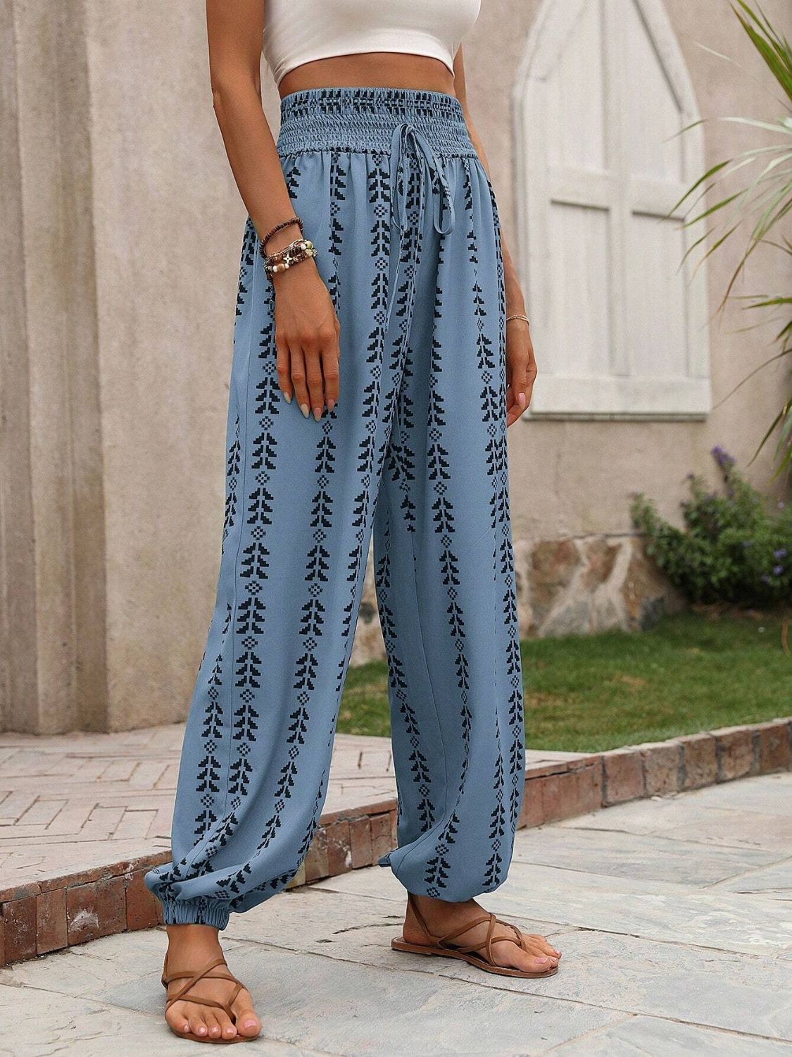 Honeybee Mumford's Tied Printed High Waist Pants