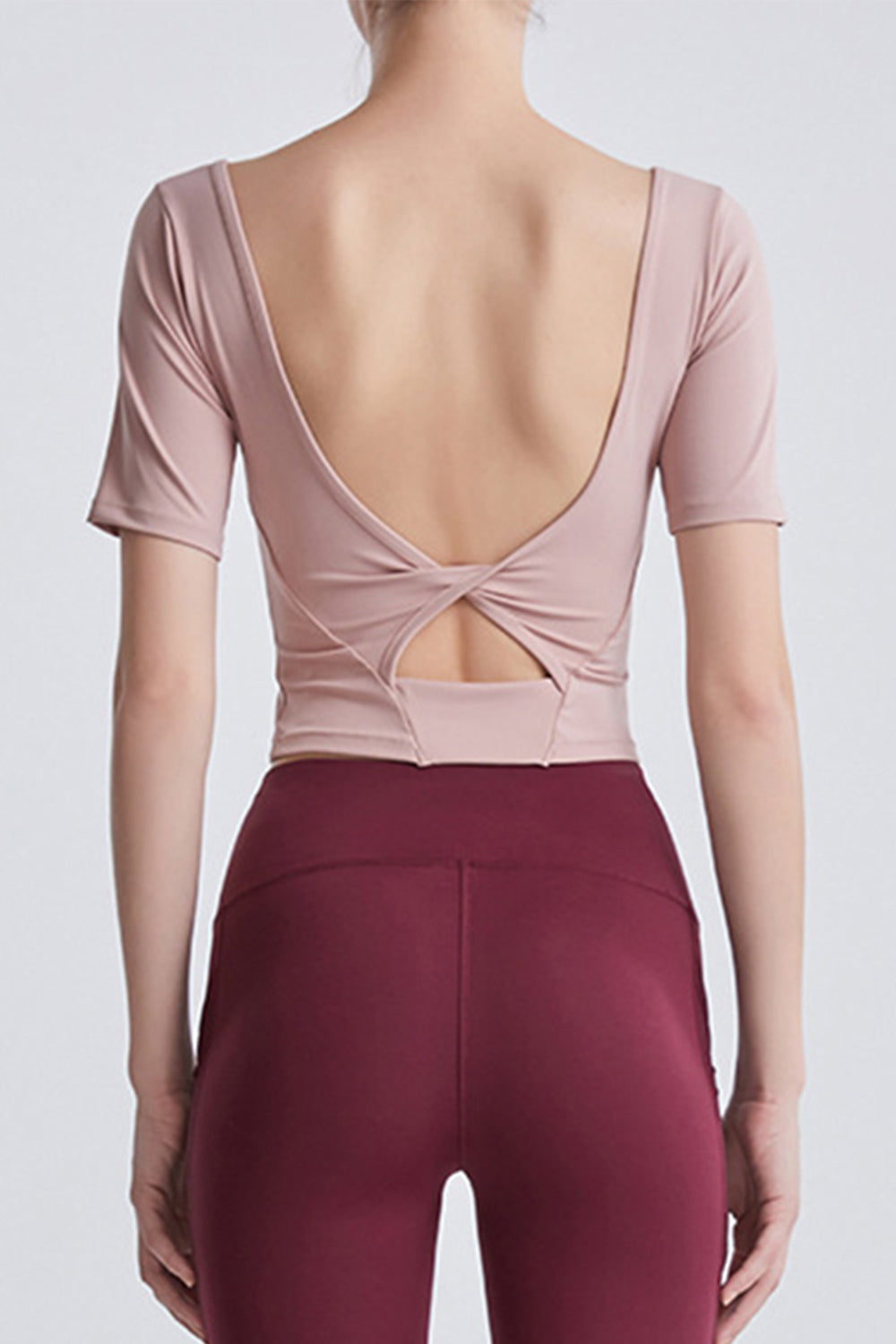 Honeybee Mumford's Cutout Backless Round Neck Active T-Shirt