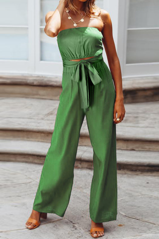 Honeybee Mumford's Tied Cutout Tube Wide Leg Jumpsuit